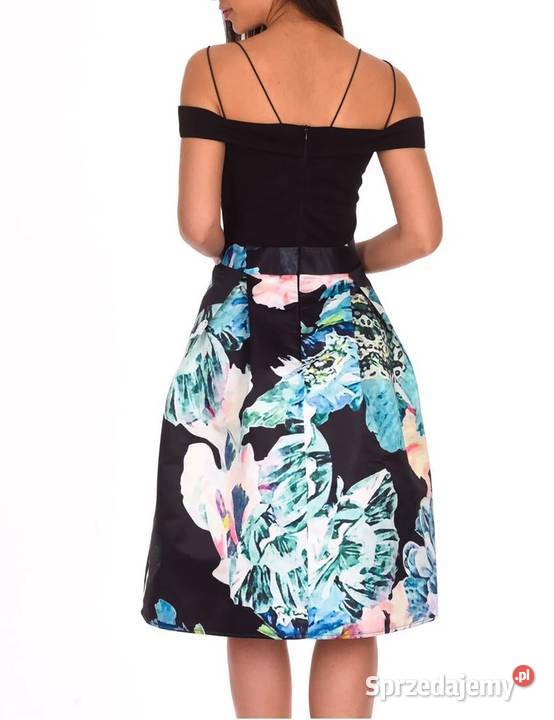 sukienka Black Floral Printed Skater Dress AX Zamość