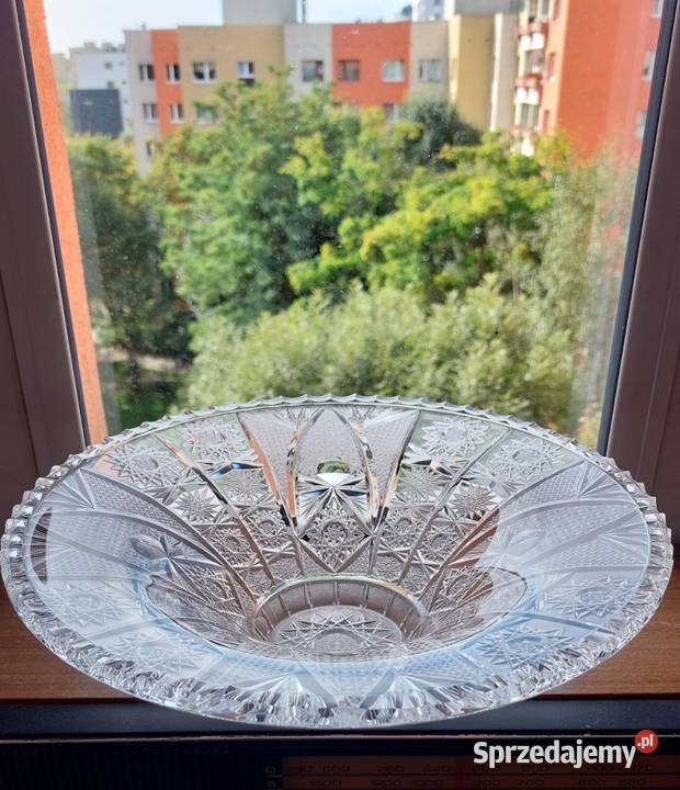 Piękna duża patera kryształowa Bohemia Wrocław