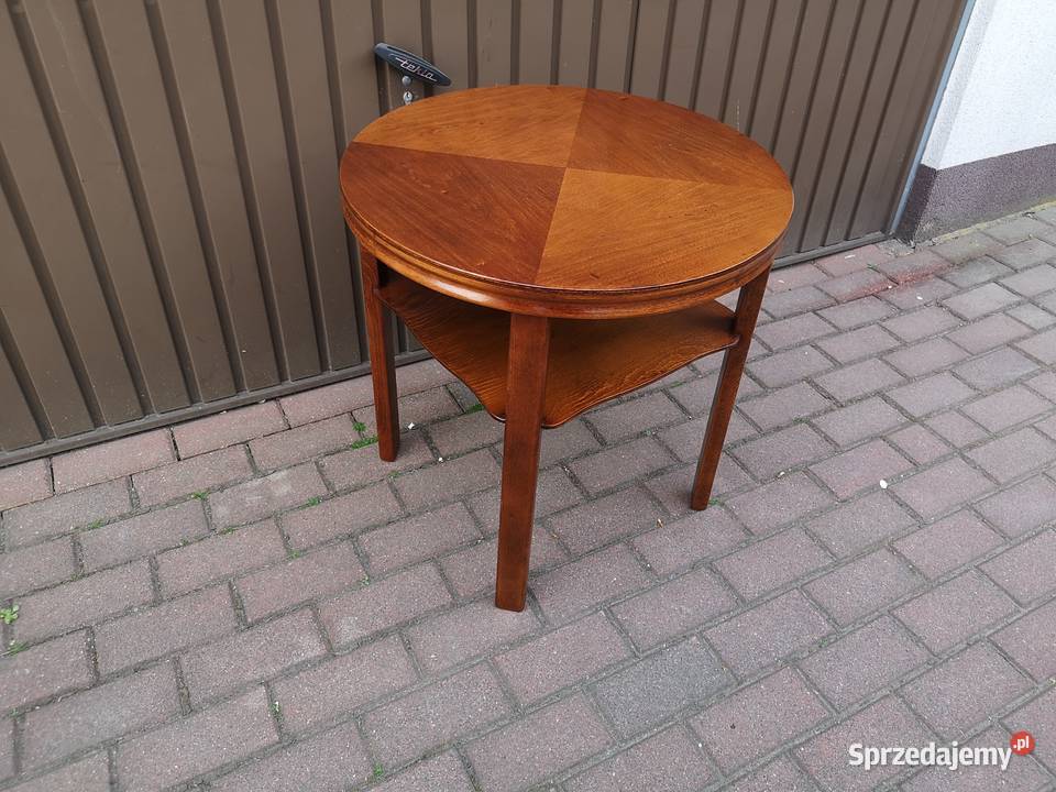 Stolik Ława ARTDECO Okrągły Orzech Stary Antyk Swarzędz