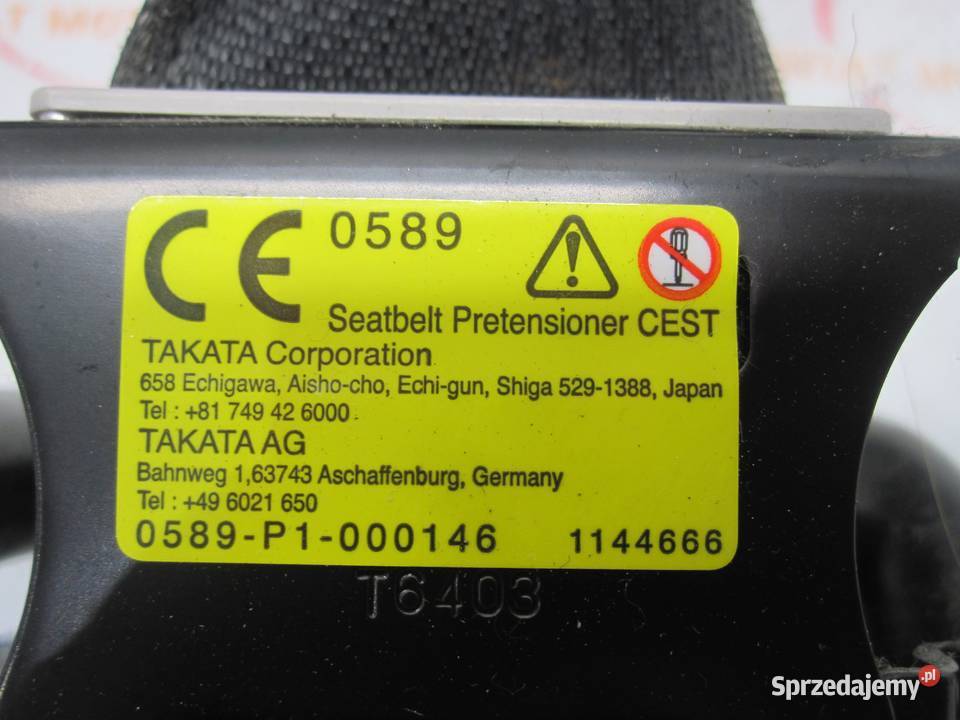 MAZDA 6 III GJ 16r pas bezpieczeństwa prawy sprzedam