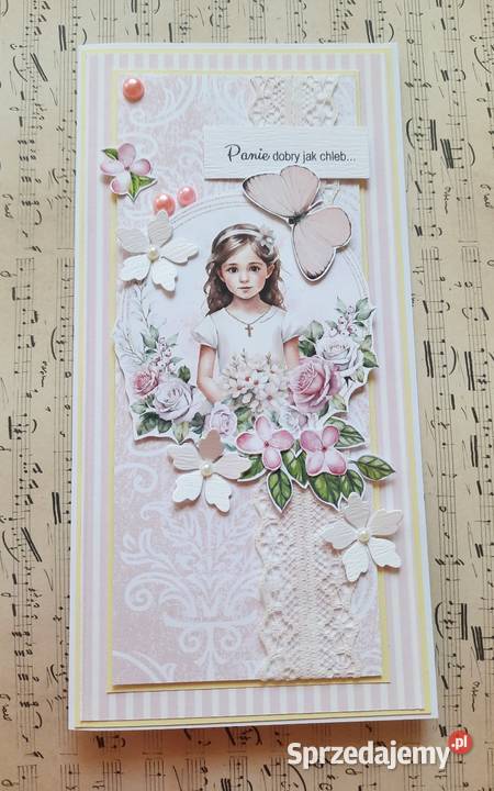 Kartka Pamiątka Komunii personalizowana Rękodzieło Ryki sprzedam