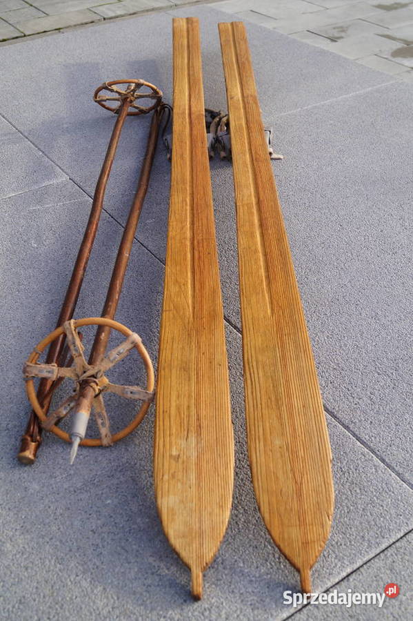 Stare narty jesionowe 177 z kijkami Pruchnik