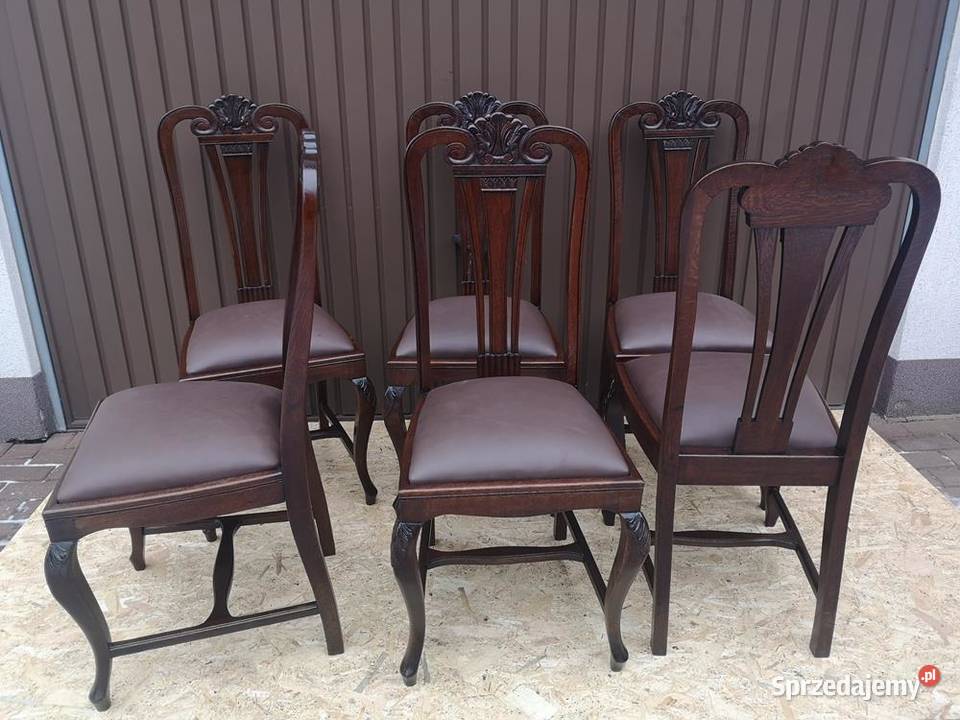 Krzesła Dębowe Wysokie Politura Stare Antyk Swarzędz sprzedam