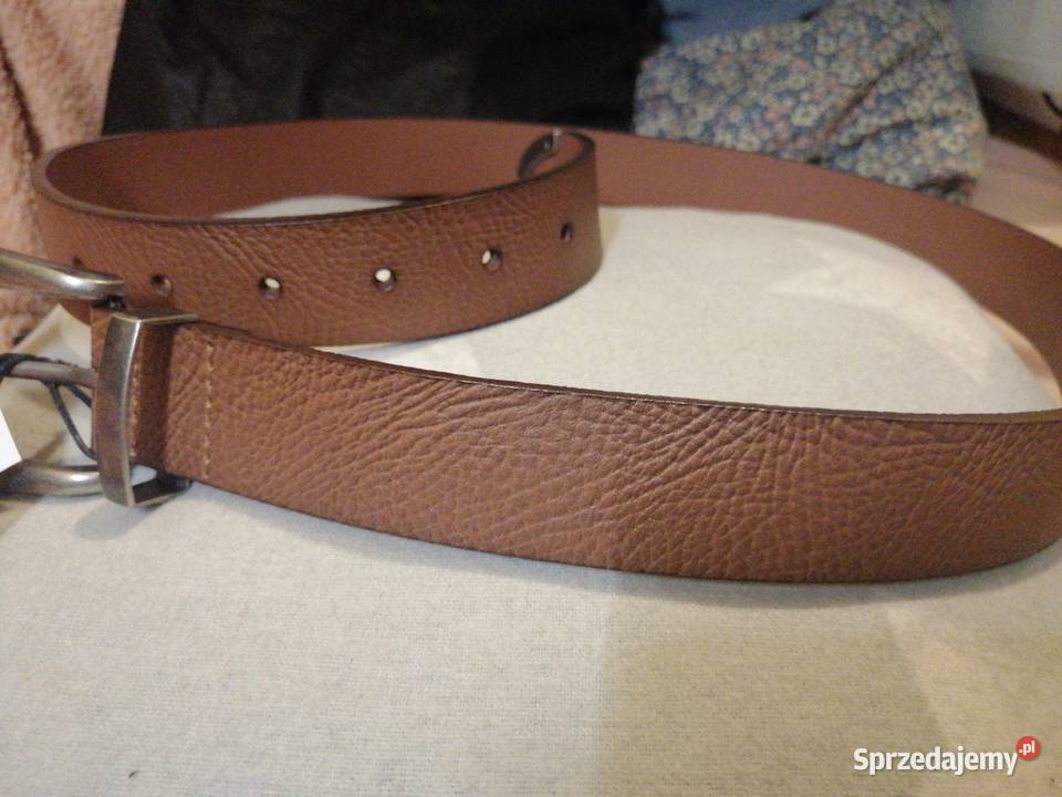 Nowy z metką SKÓRZANY brązowy pasek SKÓRA Leszno