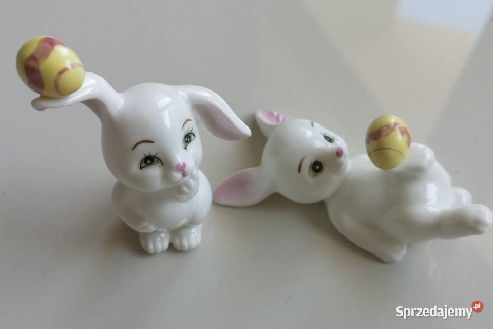 Figurki zajączki Wielkanocne porcelana vintage Toruń sprzedam