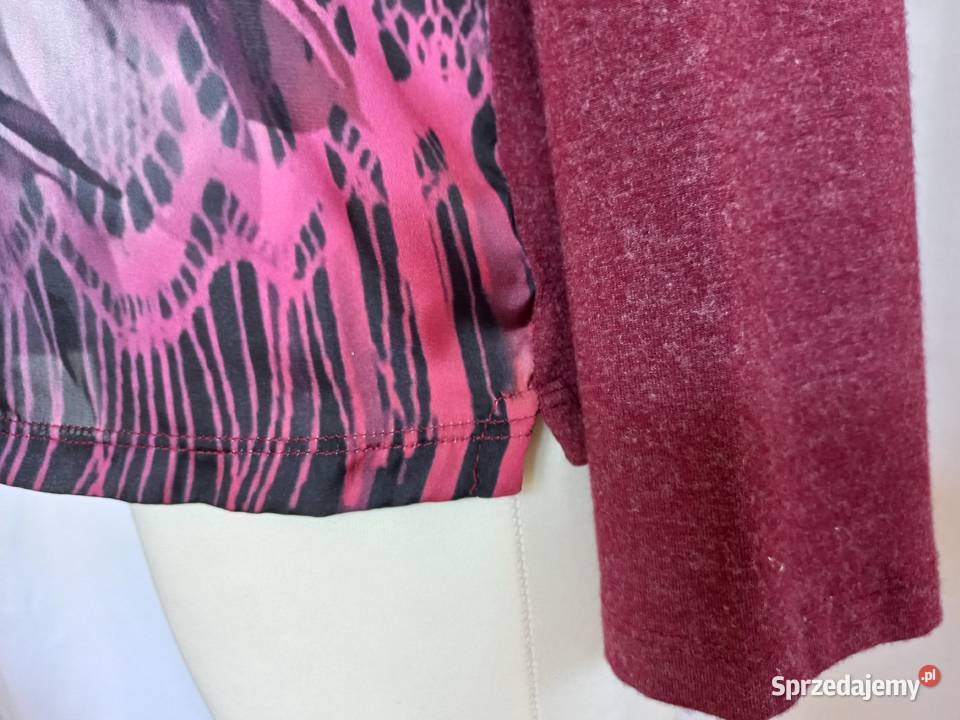 Bluzka bordo Jesień r L koronka skaj NOWA Białystok