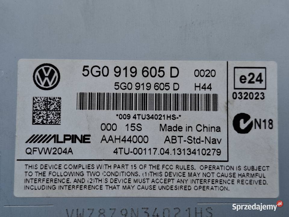 VW GOLF 7 VII RADIO WYŚWIETLACZ PANEL EKRAN Bieleń