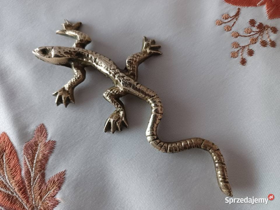 Jaszczurka Piękna figurka jaszczurki Mosiądz wielkopolskie Poznań sprzedam