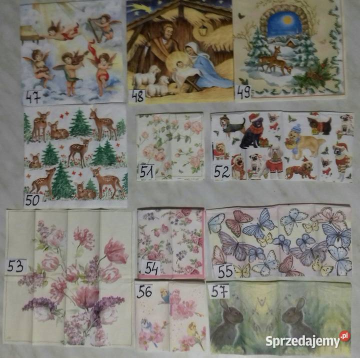 Serwetki decoupage dziewczynki kwiaty ornamenty Rękodzieło mazowieckie Laskowiec
