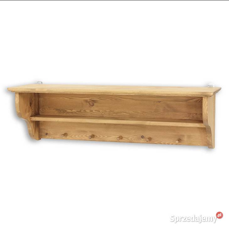 Wieszak ścienny z półką drewnianą do przedpokoju