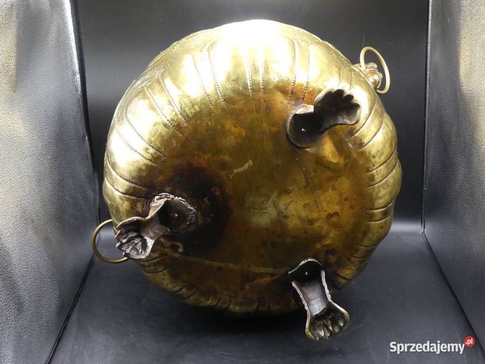 Ogromna mosiężna donica na nóżkach z ozdobnymi Poznań