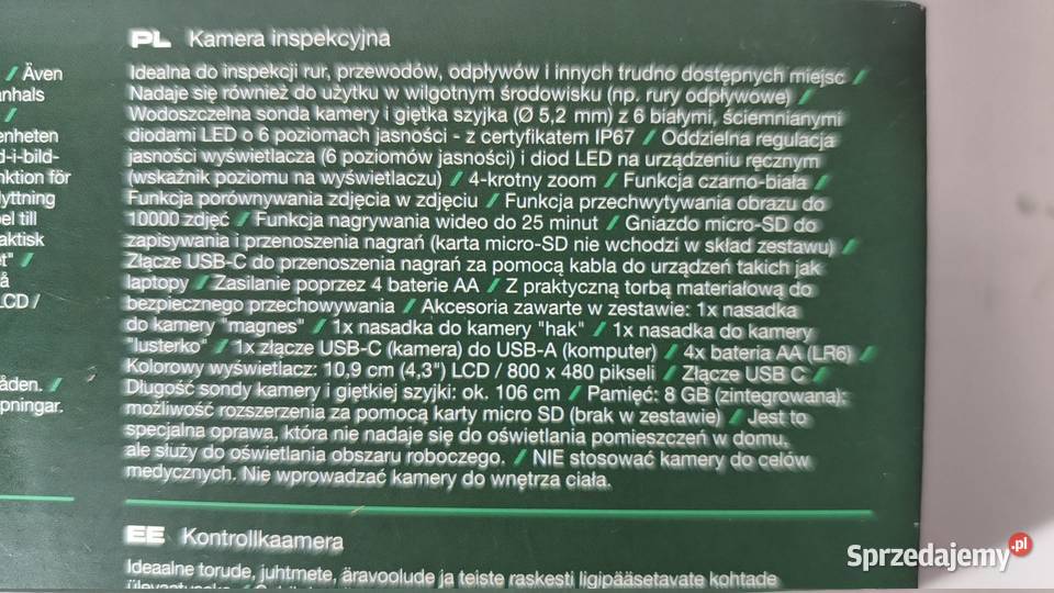 Kamera Inspekcyjna PARKSIDE śląskie Katowice sprzedam