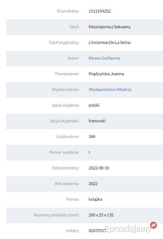 Nieznajoma z Sekwany Guillaume Musso thrillery, sensacyjne Katowice