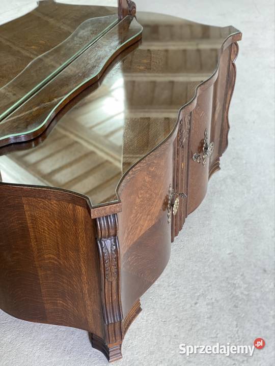 Toaletka Art Deco z lustrem i szklanym blatem Budno