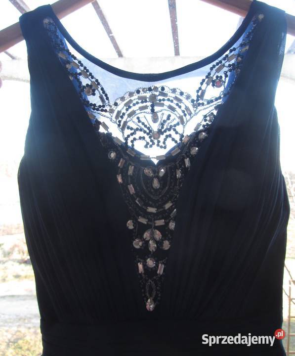 Suknia wieczorowa elegancka długa granatowa na