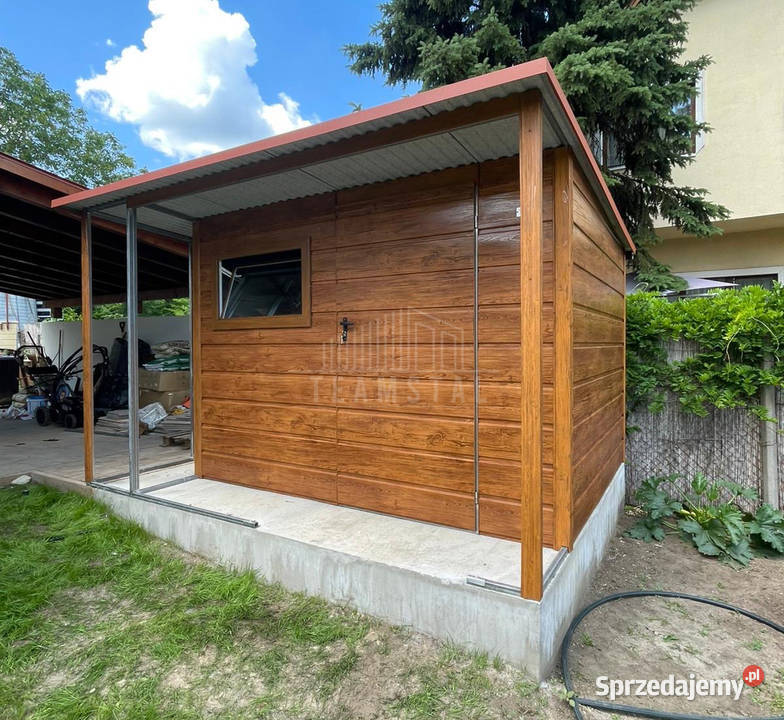 Domek ogrodowy 25x25m 2x wiaty drzwi okno rynny Ogród Chojnice