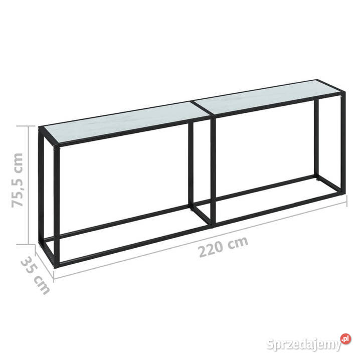 Konsola biały marmur 220x35x755 szkło hartowane Warszawa