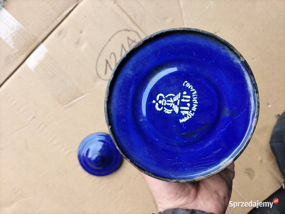 CZAJNIK DZBANEK EMALIOWANY METALOWY PRL ŻELAZNY Kamień-Kolonia