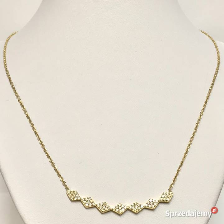 Złoty ŁAŃCUSZEK naszyjnik 18K KAMIENIE 46 cud Warszawa