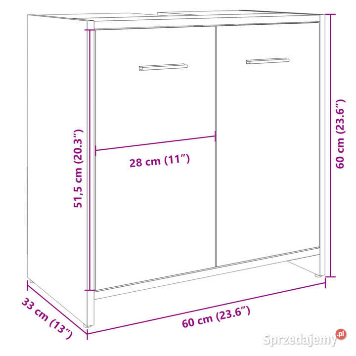 Szafka pod umywalkę dąb sonoma 60x33x60 WM849604 Warszawa