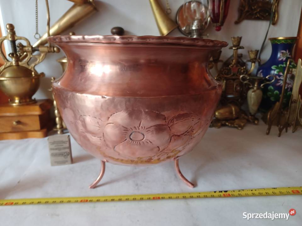 Piękna miedziana duża donica Miedź Kolekcja wielkopolskie Poznań
