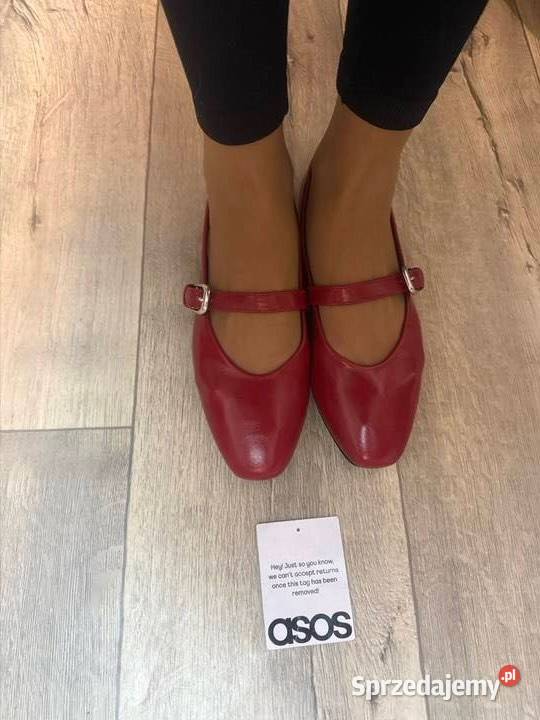40 Asos Design Czerwone baleriny z zapięciem z skóra ekologiczna małopolskie Kraków
