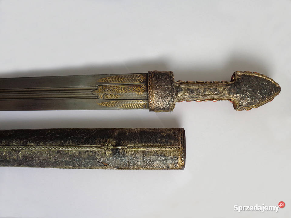 Duży Sztylet Ozdobny Dagger z Koralami Brzeg