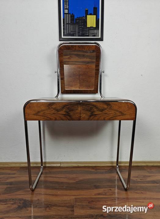 Toaletka Bauhaus chrom orzech włoski Art Deco