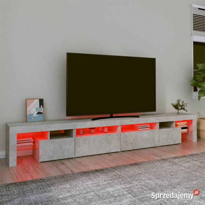 Szafka pod TV z oświetleniem LED szarość betonu