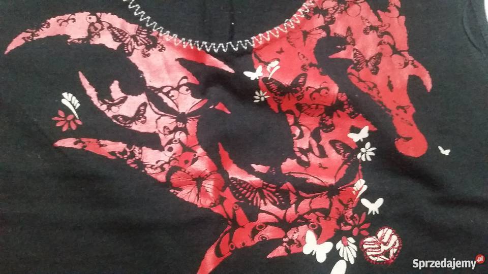 koszulka czarna tshirt nadruk z przodu Kielce sprzedam