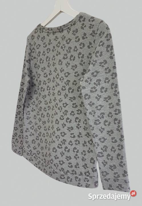 Damski miękki sweter szary w panterkę długim Wkładane przez głowę  Chrzanów