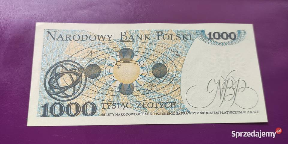 Banknot z PRLu 1000 1982 stan UNC 1 Pruszków sprzedam