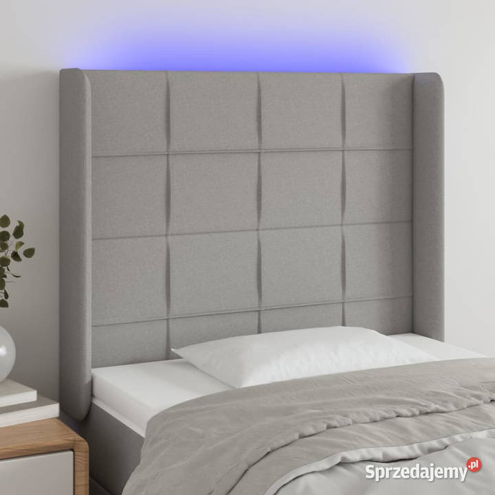 Zagłówek do łóżka z LED jasnoszary 103x16x118128