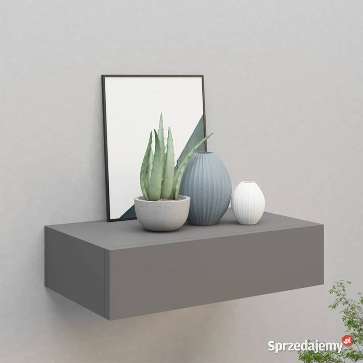 Półka ścienna z szufladą szara 40 x 235 x 10 MDF mazowieckie sprzedam