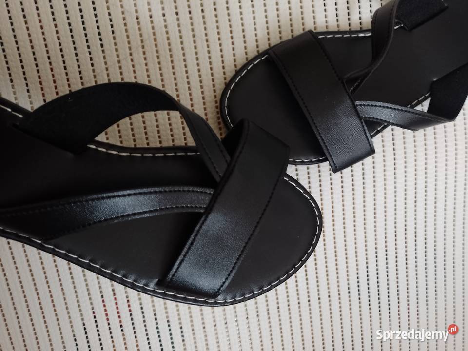 40 Czarne Klapki Skóropodobne z Londynu NOWE skóra ekologiczna Kraków