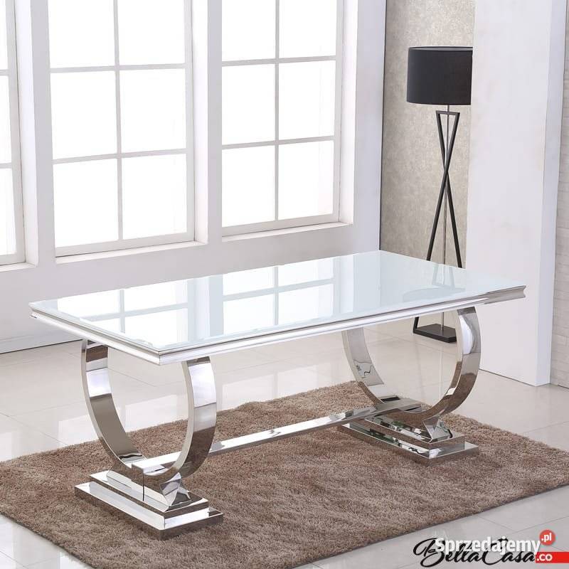 Stół do jadalni Modena szklany chromowany stolik Warszawa