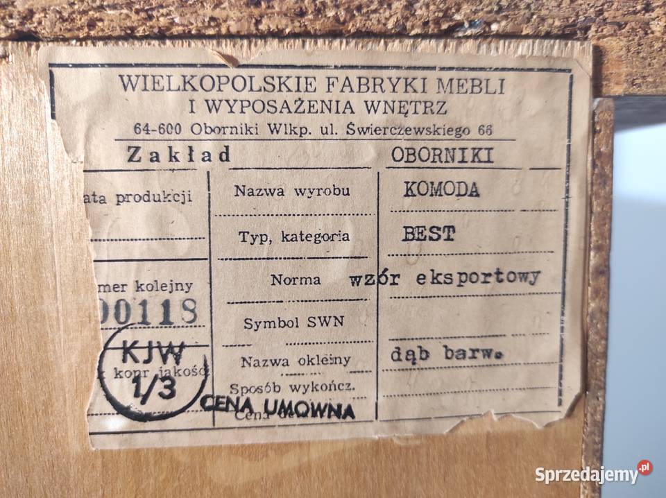 Szafka komoda ciemny dąb lata 90 Warszawa sprzedam