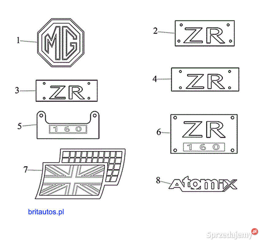 MG ZR EMBLEMAT ZNACZEK LOGO TYLNA KLAPA NOWE