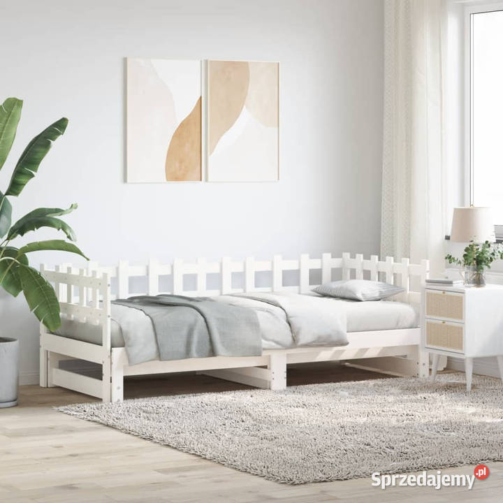 Łóżko rozsuwane białe 2x90x190 lite drewno mazowieckie Warszawa