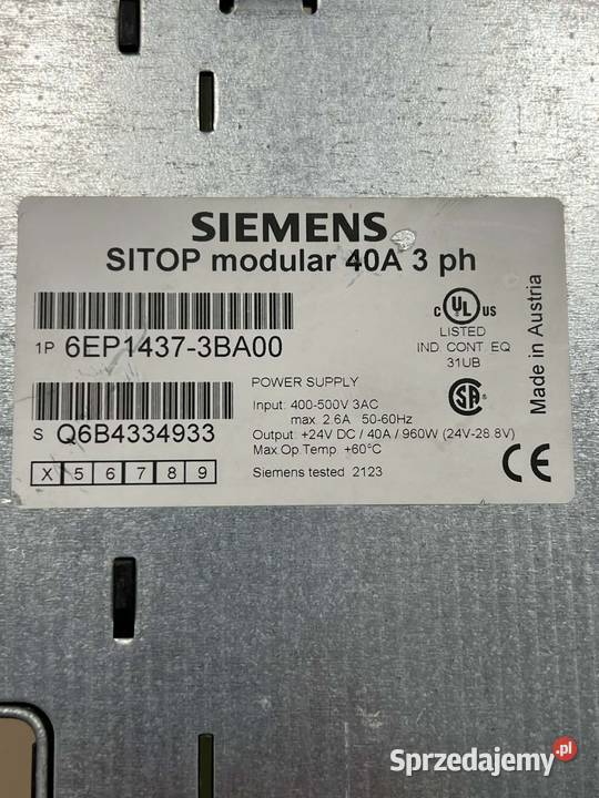 24V 40A zasilacz Siemens SITOP modular 40A Gliwice