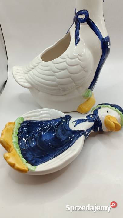 Figurki ceramiczne ptaki kaczki pojemnik i Zamość