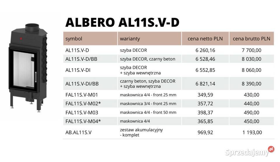 HITZE Wkład kominkowy ALBERO AL11SVD sprzedam