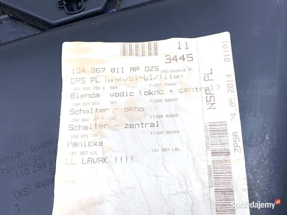 BOCZEK DRZWI LEWY PRZÓD SKODA CITIGO Hatchback