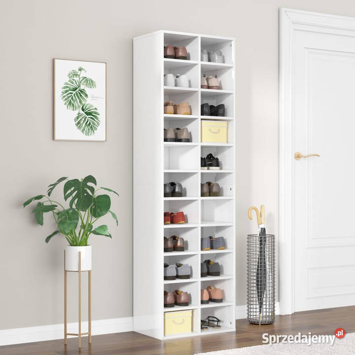 Szafka na buty wysoki połysk biała 54x34x183 mazowieckie Warszawa