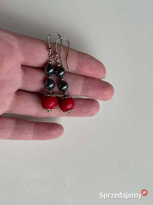 Kolczyki z koralem i perłami Swarovski