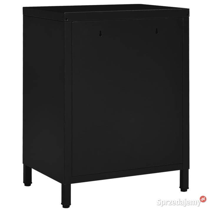 Szafki nocne 2 czarne 40x30x545 stal i szkło Warszawa