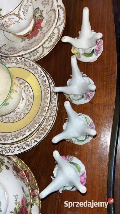 Świecznik Z porcelanowymi kwiatkami Niemcy Lata pomorskie Gdańsk