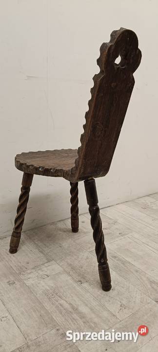 krzesło rzeźbione artystyczne stare drewniane Radomsko