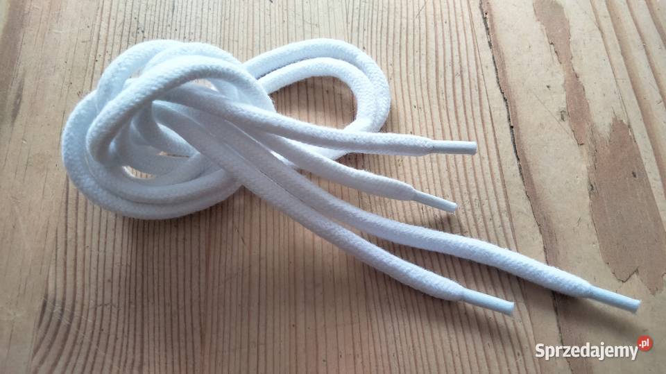 Sznurowadła okrągłe grube długość 75 kolor biały Ostrów Wielkopolski