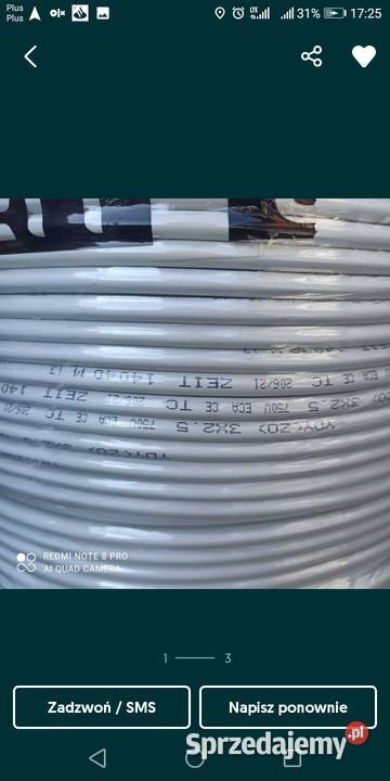 Kabel 3 x 25mm 500m cała szpula wielkopolskie